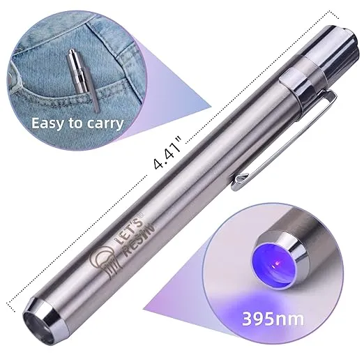 LET'S RESIN UV Resin Kit with Light, Bonding&Curing in Seconds, 30g UV Resin Kit with UV Flashlight for Welding, Jewelry UV Glue Adhesive for Plastic Repair, Glass Light, Craft Decor