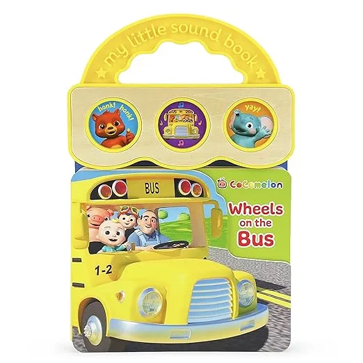 CoComelon Wheels on the Bus 3-Button Sound Board Book for Babies and Toddlers, Ages 1-4