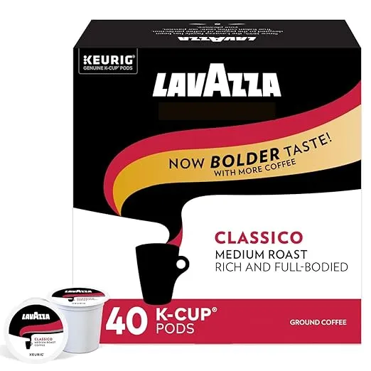 Lavazza medium roast SingleServe Coffee KCups for Keurig Brewer, Classico, 40 Count