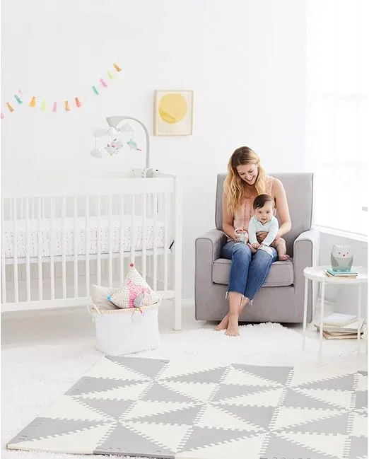 Skip Hop Baby Play Mat, Interlocking Foam Floor Tiles, 70" x 56", Playspot, Grey/Cream