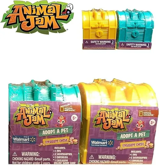Animal Jam Set of 2 Blind Bag Treasure Chest Adopt A PET Walmart Exclusive.