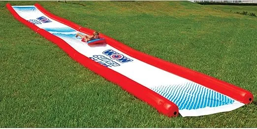 Wow Sports - Super Slide - Giant Inflatable Backyard Slide - Slip n Slide Fun for Adults & Children - Zigzag Sprinkler Design & 2 Mega Sleds - 25ft x 6 ft