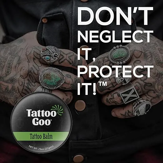 Tattoo Goo Original Travel Size Tattoo After Care, Natural Tattoo Balm with Beeswax and Cocoa Butter, Soothing Tattoo Ointment and Brightening Care, .32 oz; Packaging may vary
