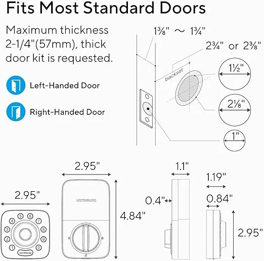 ULTRALOQ U-Bolt Pro Smart Lock with WiFi Bridge, 7-in-1 Fingerprint Keyless Entry Door Lock with App Remote Control, Backlit Keypad, Auto Unlock, Voice Control with Alexa and Google, IP65 Waterproof