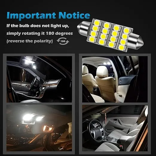 Partsam 578 LED Bulb White 211-2 212-2 41mm 42mm Festoon LED Dome Lights Bulbs, 6000K Super Bright LED Map Lights Bulbs Canbus Error Free for Car Interior Dome Trunk Courtesy License Plate Lights