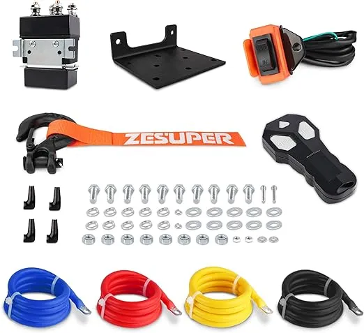ZESUPER 4500-lb Waterproof Winch Waterproof IP67 Electric Winch with Hawse Fairlead, with Both Wireless Handheld Remote (Steel Cable)