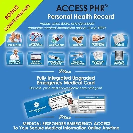 Elite II USB Medical Bracelet: Hypoallergenic Silicone Wristband 2GB USB Waterproof Flash Drive Emergency Medical Card. Complimentary Access PHR (Personal Health Record)