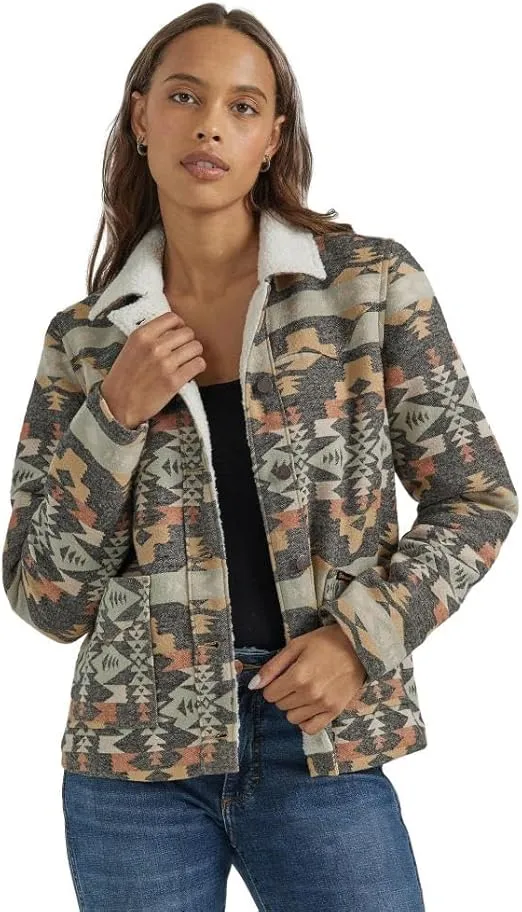 Wrangler Women's Black Aztec Fitted Coat Black XXL