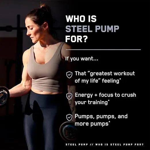 SteelFit Steel Pump | Advanced Pre Workout Powder & Nitric Oxide Supplement | Watermelon Lemonade, 30 Servings | for Muscle Building & Recovery | Made with Peak ATP, Ashwagandha, & Electrolytes