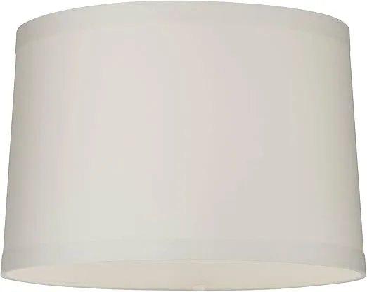 Set of 2 Drum Lamp Shades Off-White Medium 15" Top x 16" Bottom x 11" Slant x 11" High Spider with Replacement Harp and Finial Fitting - Springcrest