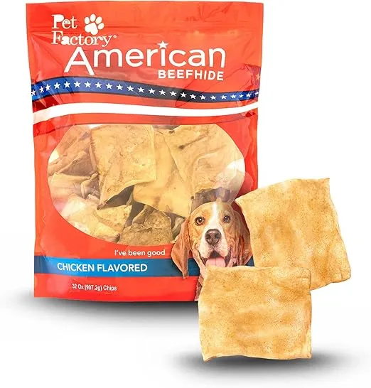 Pet Factory American Beefhide Chips Dog Chew Treats - Chicken Flavor, 32 oz