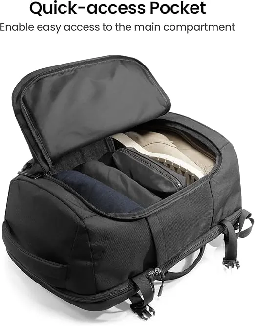 tomtoc Travel Backpack 40L, TSA Friendly Flight Approved Carry-on Luggage Hand Water-resistant Lightweight Business Rucksack, Durable Large Weekender Bag Daypack Fits 17.3 Inch Laptop