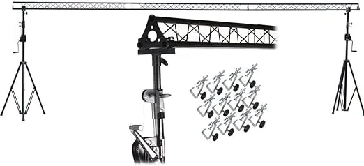 GRIFFIN - Crank Up Triangle Light Truss System | DJ Booth Trussing Stand Kit for Light Cans & Speakers | Pro Audio Lighting Stage Platform Hardware Package | Portable Music Equipment Mount Gear Holder