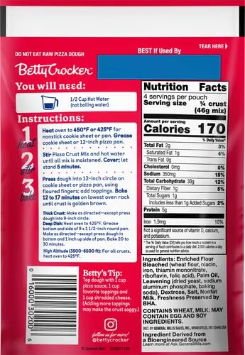 Betty Crocker Pizza Crust Mix, Makes One 12-inch Crust, 6.5 oz.