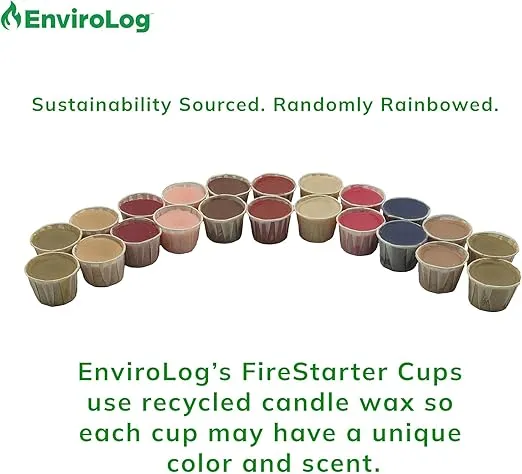 Firestarter Cups, 24 Count, for Bonfires, Fire Pits, BBQ Charcoal Grills, Smokers, Wood Fireplaces, & Camping - Made from Recycled Materials