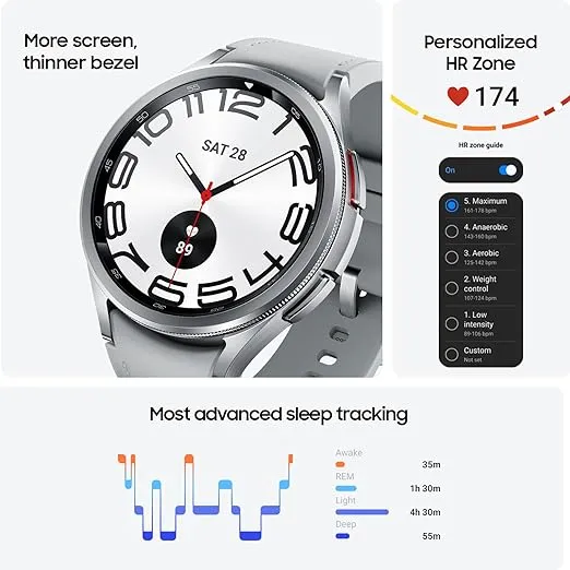 SAMSUNG Galaxy Watch 6 Classic 43mm LTE Smartwatch, Rotating Bezel, Fitness Tracker, Personalized HR Zones, Advanced Sleep Coaching, Heart Monitor, BIA Sensor, Health Insights, US Version, Black