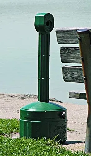 Justrite, Personal Smoker’s Cease-Fire Outdoor Ashtray, Polyethylene Standing Ashtray with Steel Bucket, 1 Gallon, Green, 26806G
