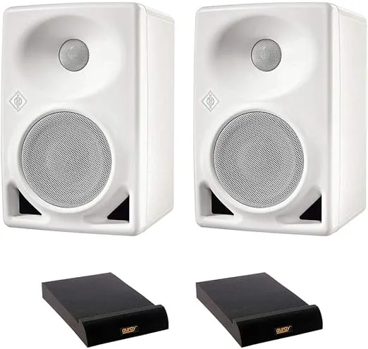 Neumann KH 80 DSP 4" + 1" Active 2-Way Studio Monitor (White, Pair) with 2X Medium Isolation Pad Bundle