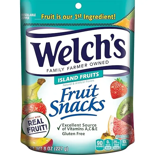 Welch's Fruit Snacks, Island Fruits, Perfect for Sharing, Gluten Free, Bulk Bag, 8 oz (Pack of 1)