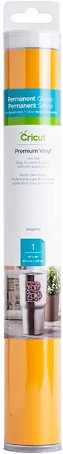 Cricut Premium Permanent Vinyl (12" x 48"), Strong Adhesive Lasts for 3 Years, UV & Water-Resistant, Perfect for Indoor-Outdoor DIY Projects, Compatible with Cricut Machines, Tangerine