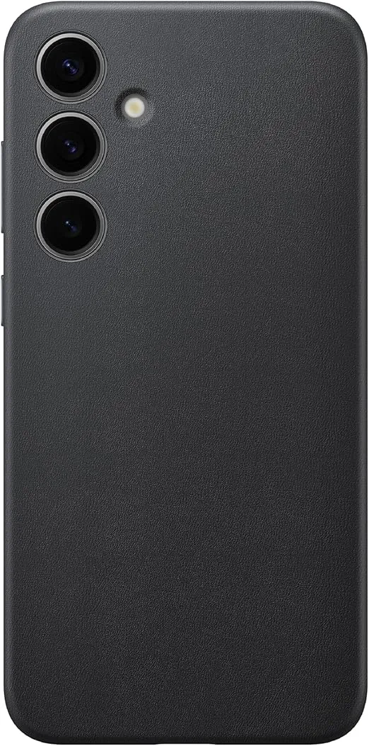 SAMSUNG Galaxy S24+ Plus Vegan Leather Phone Case, Protective Cover with Soft Touch, Elegant Design, Scratch Protection, US Version, GP-FPS926HCABW, Black
