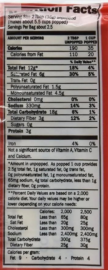 Kirkland Microwave Popcorn 3.3 Ounce Bags - 8 Bags