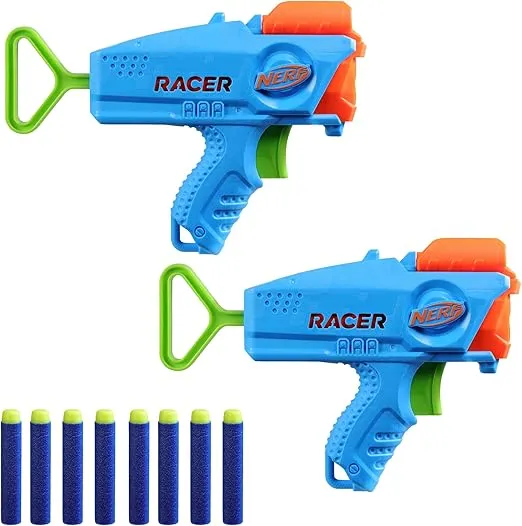 Nerf Elite Racer Easy-Play Dart Blaster 2 Pack, 8 Nerf Elite Darts, Nerf Blaster Outdoor Toys, Ages 6+ (Amazon Exclusive)
