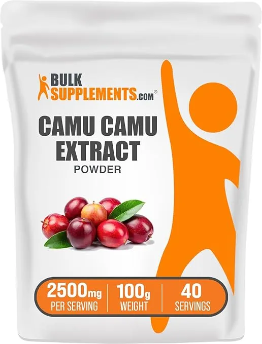 BulkSupplements.com Camu Camu Extract Powder - Superfood Supplement, Natural Vitamin C Supplement, Herbal & Gluten Free, 2500mg per Serving, 100g (3.5 oz) (Pack of 1)