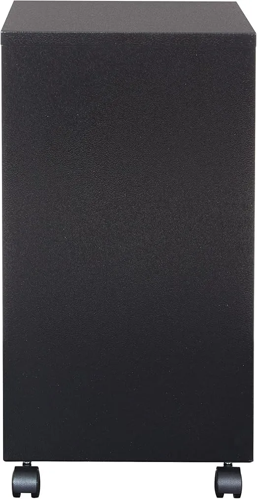 OSP Home Furnishings 2 Drawer Mobile Locking Metal File Cabinet, Black