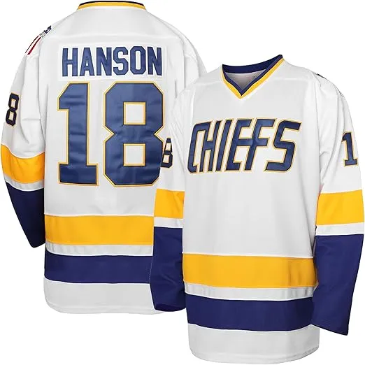 Hanson Brothers Jersey, Charlestown Chiefs 16,17,18 Slap Shot Ice Hockey Movie Jersey