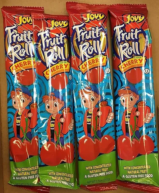 0.75oz Jovy Fruit Roll Snack, Cherry (16 Single Packets Per Order)