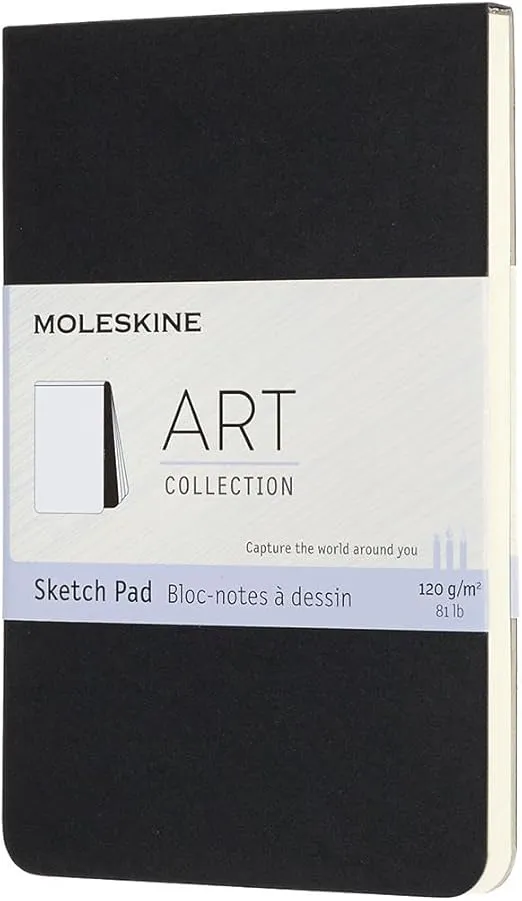 Moleskine Art Sketch Pad, Soft Cover, Pocket (3.5" x 5.5") Plain/Blank, Black, 48 Pages