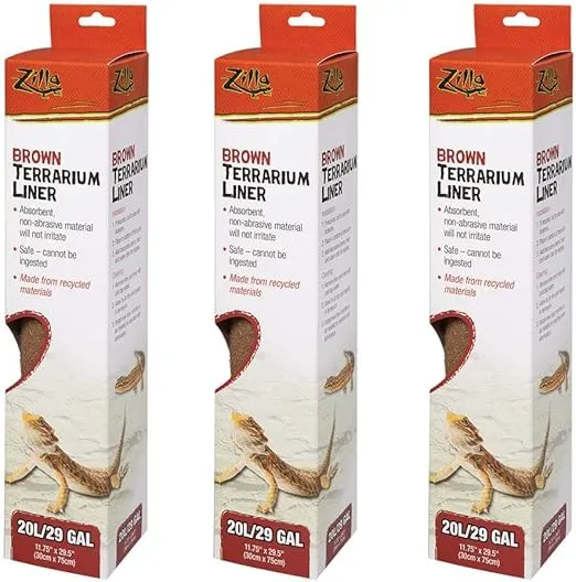 Zilla Brown Terrarium Liner 20/29 Gallons, Pack of 3