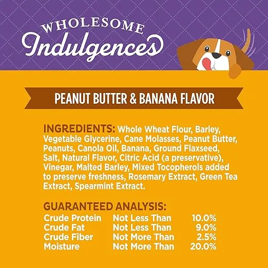 Old Mother Hubbard Wellness Wholesome Indulgences Peanut Butter & Banana Flavor Natural Dog Treats, 10 Ounce Bag