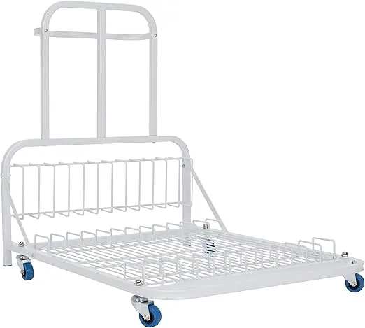 Dryden Art Canvas Storage Rack & Frame Keeper, Mobile Cart, Large Floor Model with Casters and Handle - 33" x 25.5" x 30.5" - White