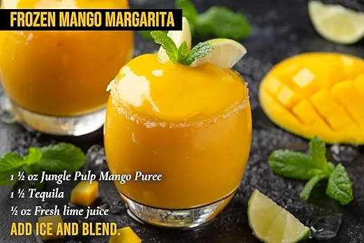 Jungle Pulp Mango Puree Costa Rica Blend, for Cocktails, Baking and Desserts -Never canned - Mix or pour into Smoothies, Daiquiri, Margaritas, Ice Tea and Cakes- 1 Liter