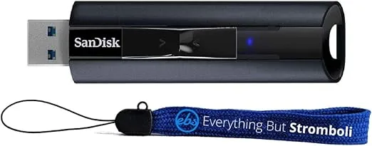SanDisk Extreme PRO USB 3.2 Solid State 512GB Flash Drive for High Speed Transfer 420MB/s Read Speed - Works with Computers, Laptops (SDCZ880-512G-G46) Bundle with (1) Everything But Stromboli Lanyard
