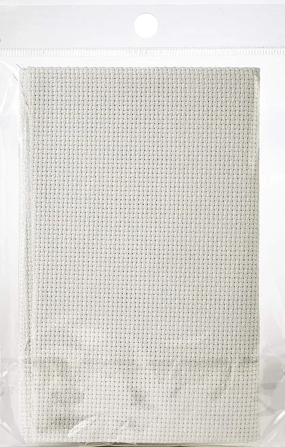 Design Works Crafts 14 Aida Fabric Pre-Cut for Counted Cross Stitch-White, Gold 15" x 18"