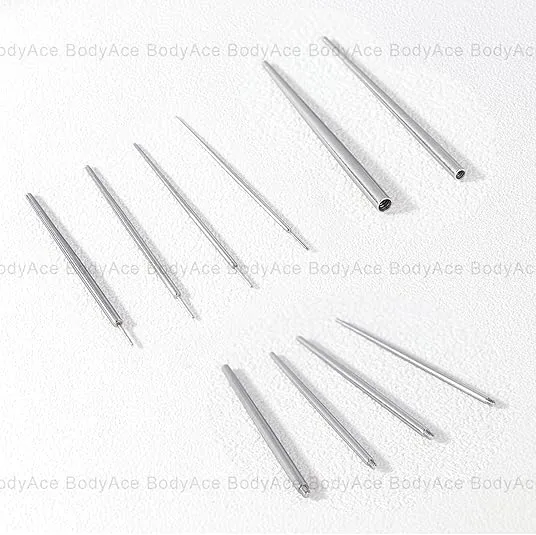 BodyAce 14G 16G 18G 20G Piercing Taper, Stainless Steel Threadless Insertion Pin Screw On Assistant Tool, Curved Body Piercing Stretching Kit for Ear/Nose/Navel/Lip/Eyebrow