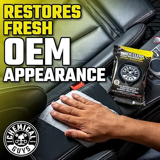 Chemical Guys PMWSPI66350 InnerClean Interior Quick Detailer & Protectant Wipes Mega 50 Pack, Safe for Cars, Trucks, SUVs, Jeeps, Motorcycles, RVs & More, (50 Ct)