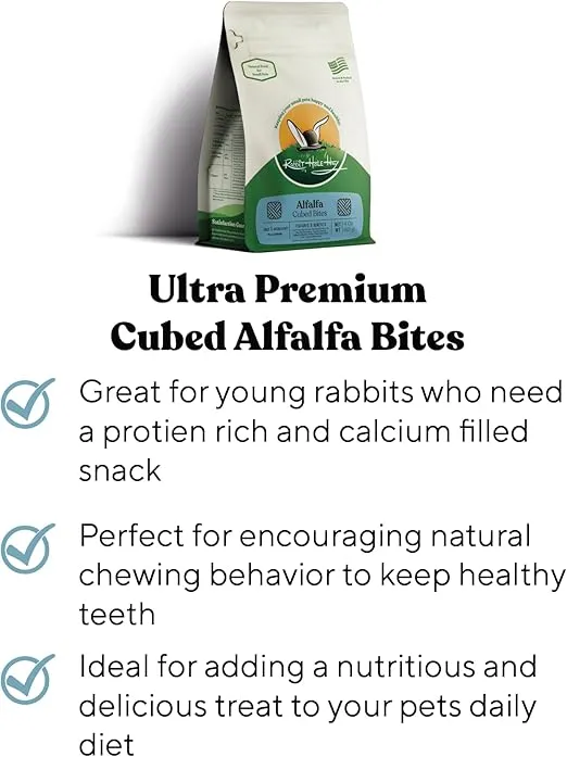 All Natural Alfalfa Hay Cubes for Small Pets - 12 oz - High Protein & Calcium