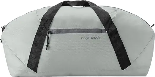 Eagle Creek Packable Duffel Bag for Travel Made with Durable Lightweight 100% Recycled Ripstop Fabric with Shoulder Straps, Long-Lasting Odor Protection, Storm Grey - One Size