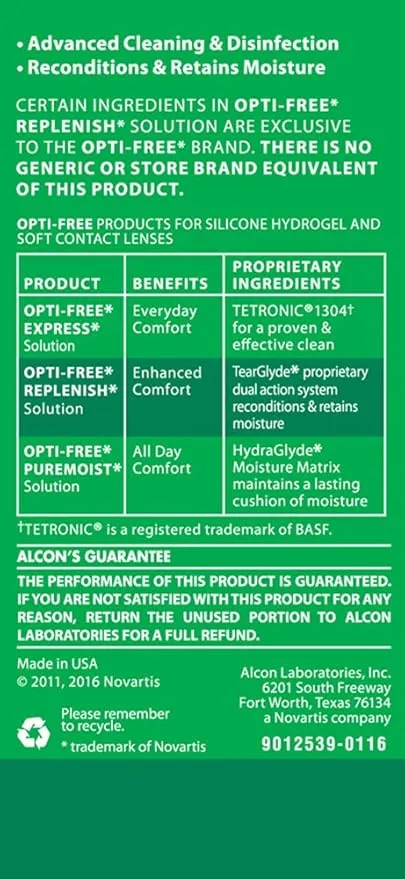OPTI-FREE Replenish Multi-Purpose Disinfecting Contact Lens Solution, 2 oz (Pack of 6)