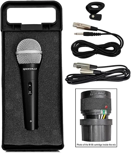 (2) Rockville RSG15 15 3-Way DJ PA Speakers+14-Channel Mixer+Mics+Stands+Cables