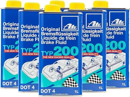 ATE 706202 Original TYP 200 DOT 4 Brake Fluid - 1 Liter, 6 Pack