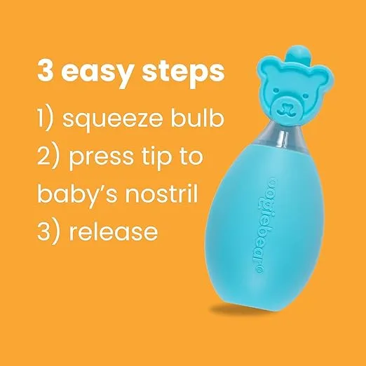 oogiebear: Baby Nasal Aspirator - Safe Booger & Earwax Remover for Newborns, Infants, Toddlers - Better Syringe, Airtight Suction, Nose Sucker - Essential Baby Stuff, Diaper Bag Must-Haves, Blue