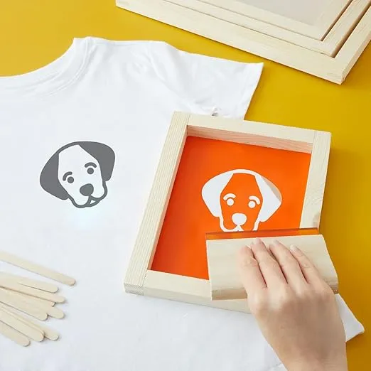 6-Piece Set Wood Silk Screen Frame for Beginners and Kids Starter Kit, 110 White Mesh, 6x8", 8x10", 10x12", 10x14" Frames (4 Sizes)