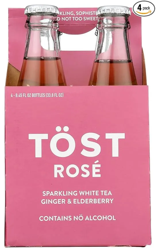 TOST Ginger & Elderberry Sparkling Rose White Tea 4 Pack, 8.45 FZ