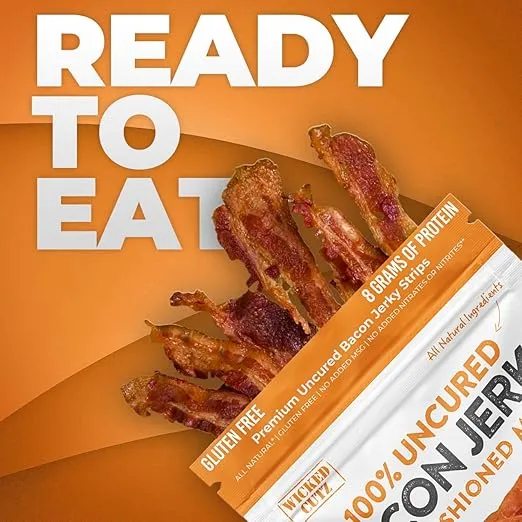 Bacon Jerky Variety Pack | Tender, Flavorful, Easy to Chew Bacon Jerky w/up to 24g Protein Per Bag, Jerky Gifts for Men, Gift Basket for Men, Unique Gifts for Men, Food Gifts (5 Bags)