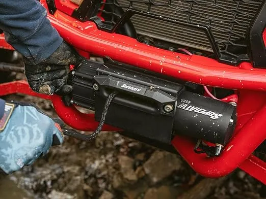 SuperATV Black Ops 2500 LB Winch Kit for UTV/ATV | Includes 50 Ft. Synthetic Rope | 12 Volt Winch | 1 HP Motor | Waterproof Seals and Solenoid | 166:1 Gear Ratio